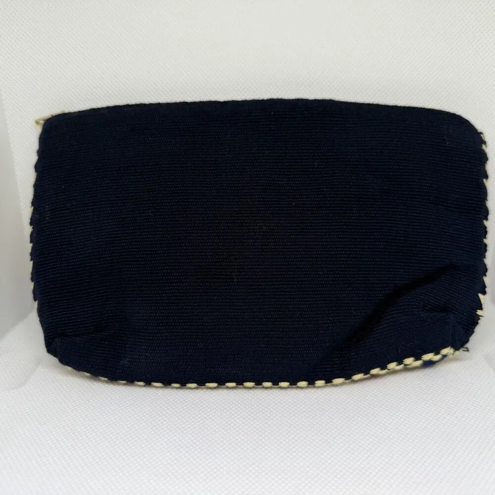 Vintage Artisan Handwoven Geometric Cosmetic Pouch Boho Tassel Makeup Bag